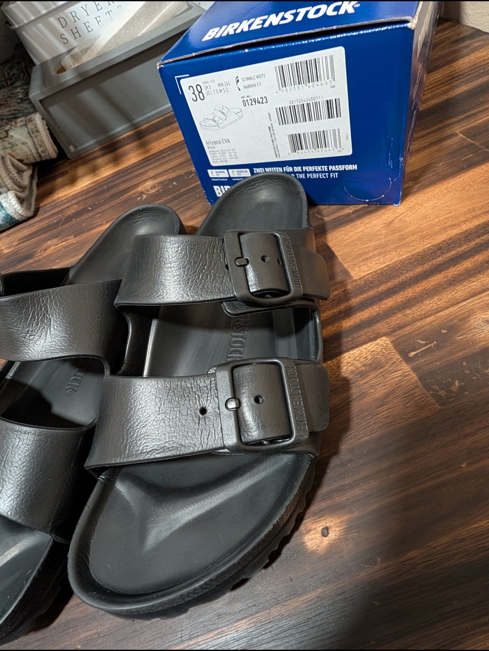 Unisex Birkenstock Arizona EVA Waterproof Sandals Black (Size 38) L-7 M-5 - Picture 4 of 16